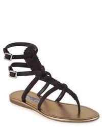 Prada Double Buckle Suede Thong Sandals