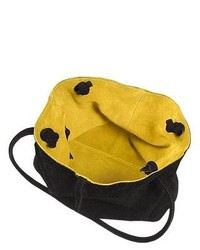 Fontanelli Black And Yellow Reversible Suede Tote Bag