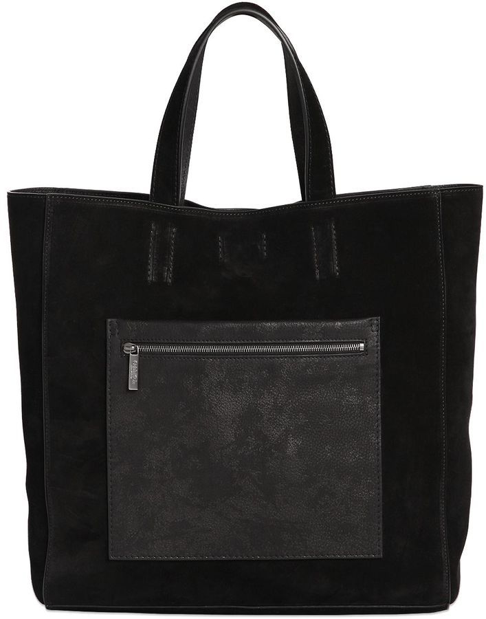 Calvin Klein Collection Suede Tote With Leather Pocket, | LUISAVIAROMA |