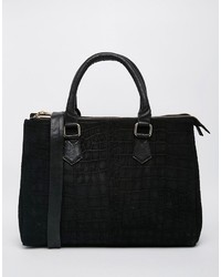 Asos Collection Croc Embossed Suede Tote Bag