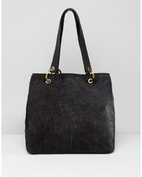Asos Croc Embossed Suede Shopper With 4 Ring Detail