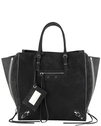 BALENCIAGA Tote Bag 357330 Paper A5 Handbag suede Suede black