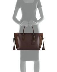 Longchamp Penelope Medium Leather Suede Tote Bag Ebony