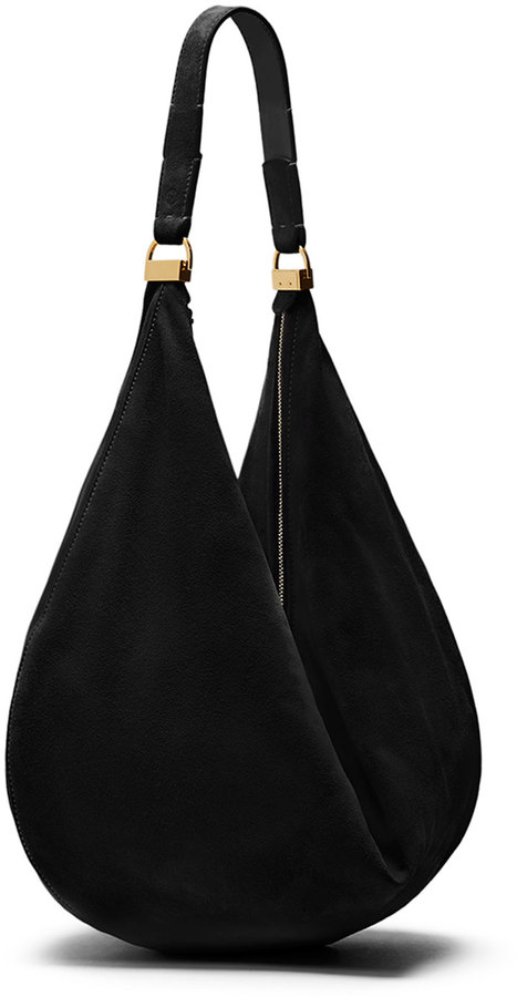 Genuine suede bag from Adel Bags Chloé Black with thin leather strap
