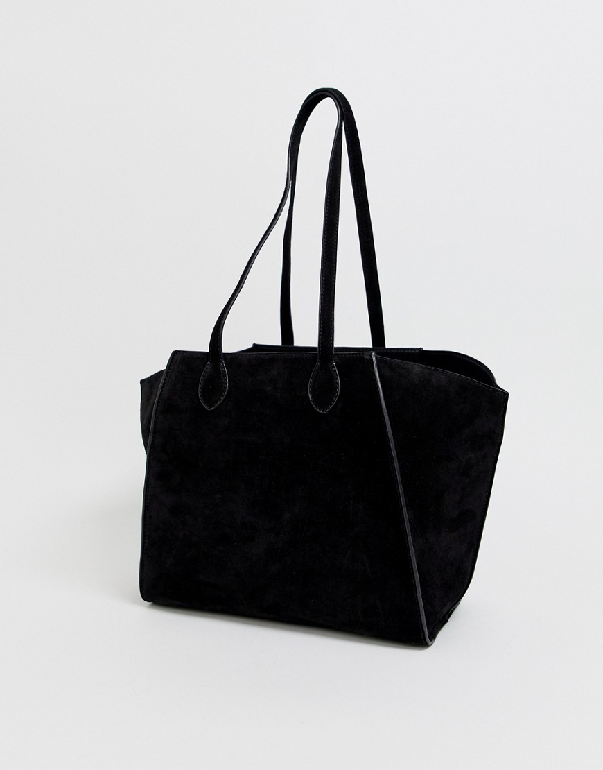 black suede shopper bag