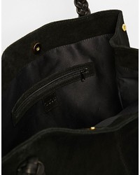 Asos Suede Shopper Bag With Plaited Strap
