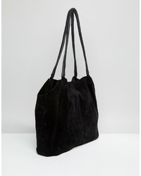 Asos Suede Shopper Bag With Wrap Handle