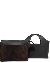 The Row Two For One 12 Leather And Suede Tote Black