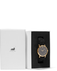Larsson & Jennings Lugano Suede And Gold Plated Watch Black