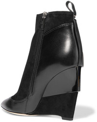 Jimmy Choo Damsen Leather And Suede Wedge Ankle Boots Black