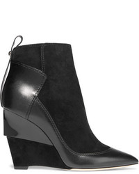 Jimmy Choo Damsen Leather And Suede Wedge Ankle Boots Black