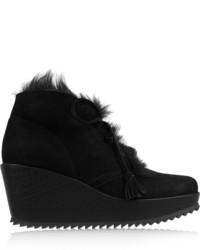Pedro Garcia Fidela Shearling Lined Suede Wedge Ankle Boots