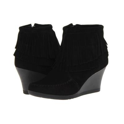 black ankle wedge boot
