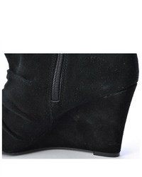 Moddeals Inc Mara Suede Wedge Ankle Boots In Black Size 8
