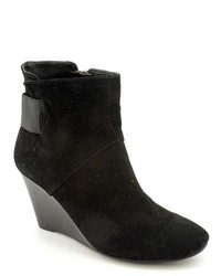 Nine West Peekaboo Black Wedge Suede Fashion Ankle Boots Uk 8