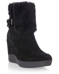 Dune London Pluff Suede And Faux Fur Ankle Boots