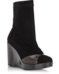 Robert Clergerie Suede Cendre Wedge Ankle Boots Black