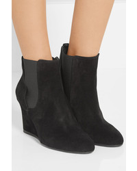 Lanvin Suede Wedge Ankle Boots Black