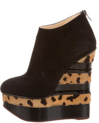 Charlotte Olympia Suede Wedge Ankle Boots