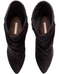 H&M Suede Wedge Heeled Ankle Boots Black Ladies