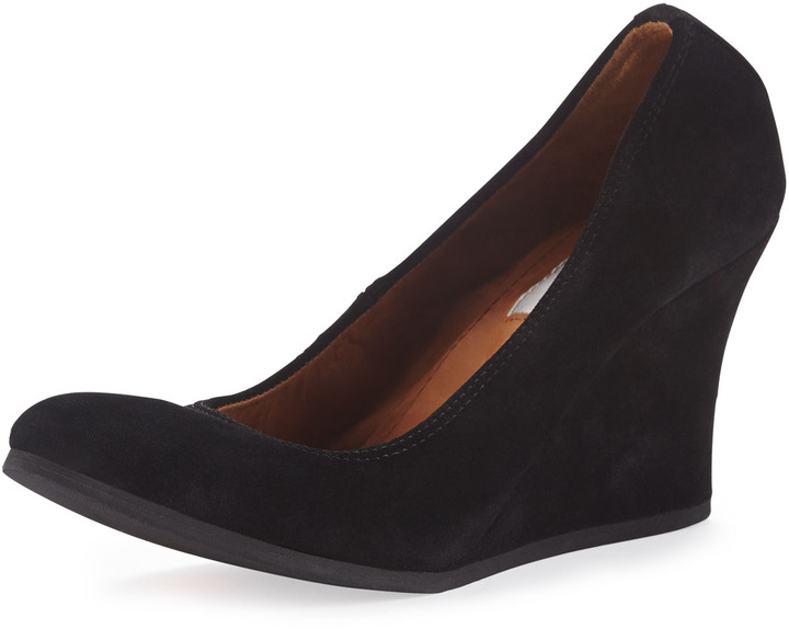 Lanvin Suede Ballerina Wedge Pump Black | Where to buy & how to wear