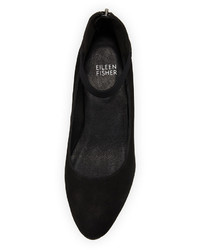 Eileen Fisher Liza Suede Ankle Wrap Wedge Pump