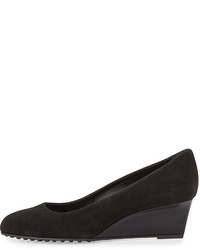 Tod's Tods Suede Demi Wedge Pump Black