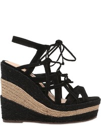 Schutz 130mm Suede Two Tone Rope Lace Up Sandal