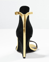 Brian Atwood B Roberta Suede Wedge Sandal Blackgold