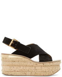 Chloé Black Camille Wedge Sandals