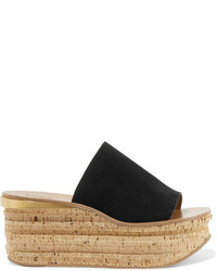 Chloé Camille Suede Wedge Sandals Black