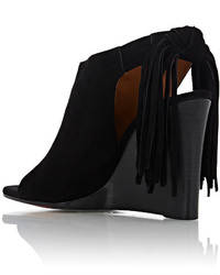 Chloé Chlo Tasseled Slingback Wedge Sandals Black Size 12