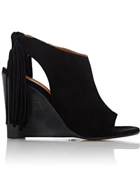 Chloé Chlo Tasseled Slingback Wedge Sandals Black Size 12