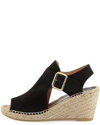 Bettye Muller Dawn Suede Espadrille Wedge Sandal Black