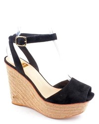 Dolce Vita Olly Black Suede Wedge Sandals Shoes Newdisplay