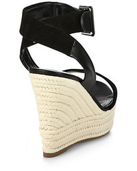 Sergio Rossi Eleanor Suede And Leather Espadrille Wedge Sandals