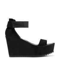 Pedro Garcia Fania Suede And Textured Leather Wedge Sandals