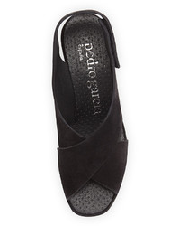 Pedro Garcia Federica Suede Wedge Sandal Black