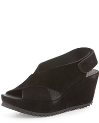 Pedro Garcia Federica Suede Wedge Sandal Black