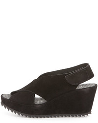 Pedro Garcia Federica Suede Wedge Sandal Black