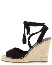 Joie Phyllis Suede Lace Up Wedge Espadrille Sandal Buff