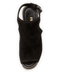 Prada Suede Open Toe Espadrille Glove Sandal Black