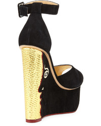 Charlotte Olympia Two Faced Suede Metallic Leather Platform Sandal