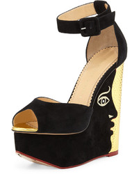 Charlotte Olympia Two Faced Suede Metallic Leather Platform Sandal