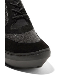 Y-3 Adidas Originals Sneak Clog Paneled Neoprene Suede And Textured Leather Wedge Sneakers