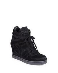 Ash Cool Suede Wedge Sneakers Black