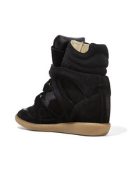 Isabel Marant Bekett Leather Trimmed Suede Wedge Sneakers