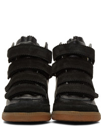 Isabel Marant Black Suede Bilsy Wedge Sneakers