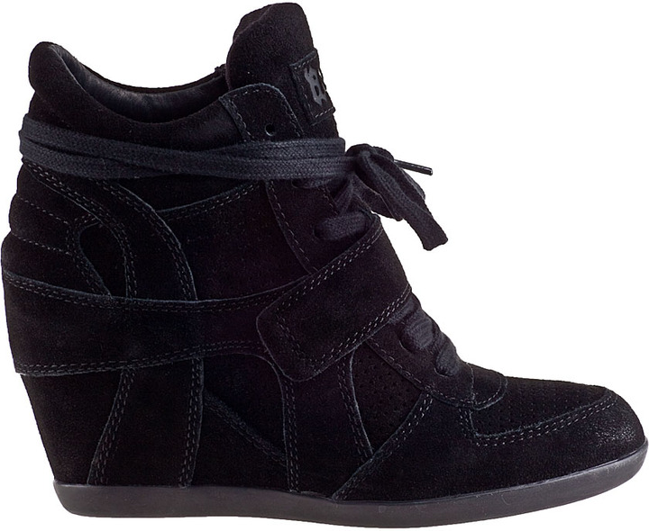Ash Suede Wedge Sneakers - Black Sneakers, Shoes - WAB23838