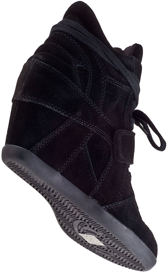 Ash Suede Wedge Sneakers - Black Sneakers, Shoes - WAB23838